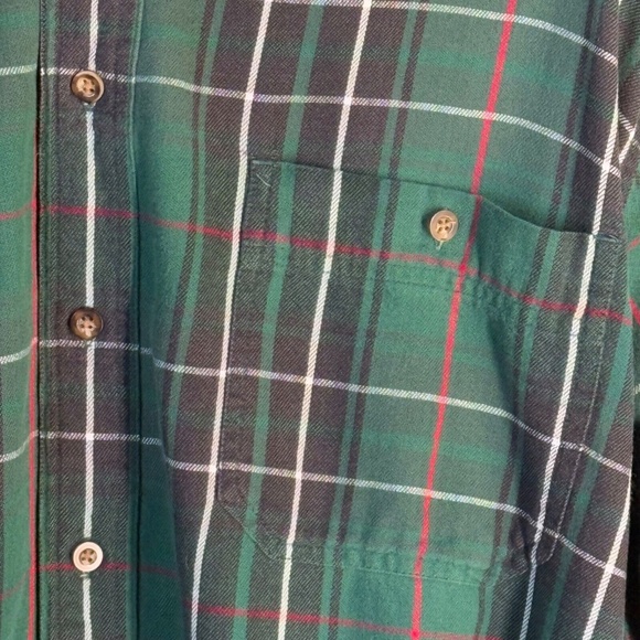Eddie Bauer Vintage Bainbridge Flannel Button Down Men's XL in Green Plaid - Picture 3 of 7